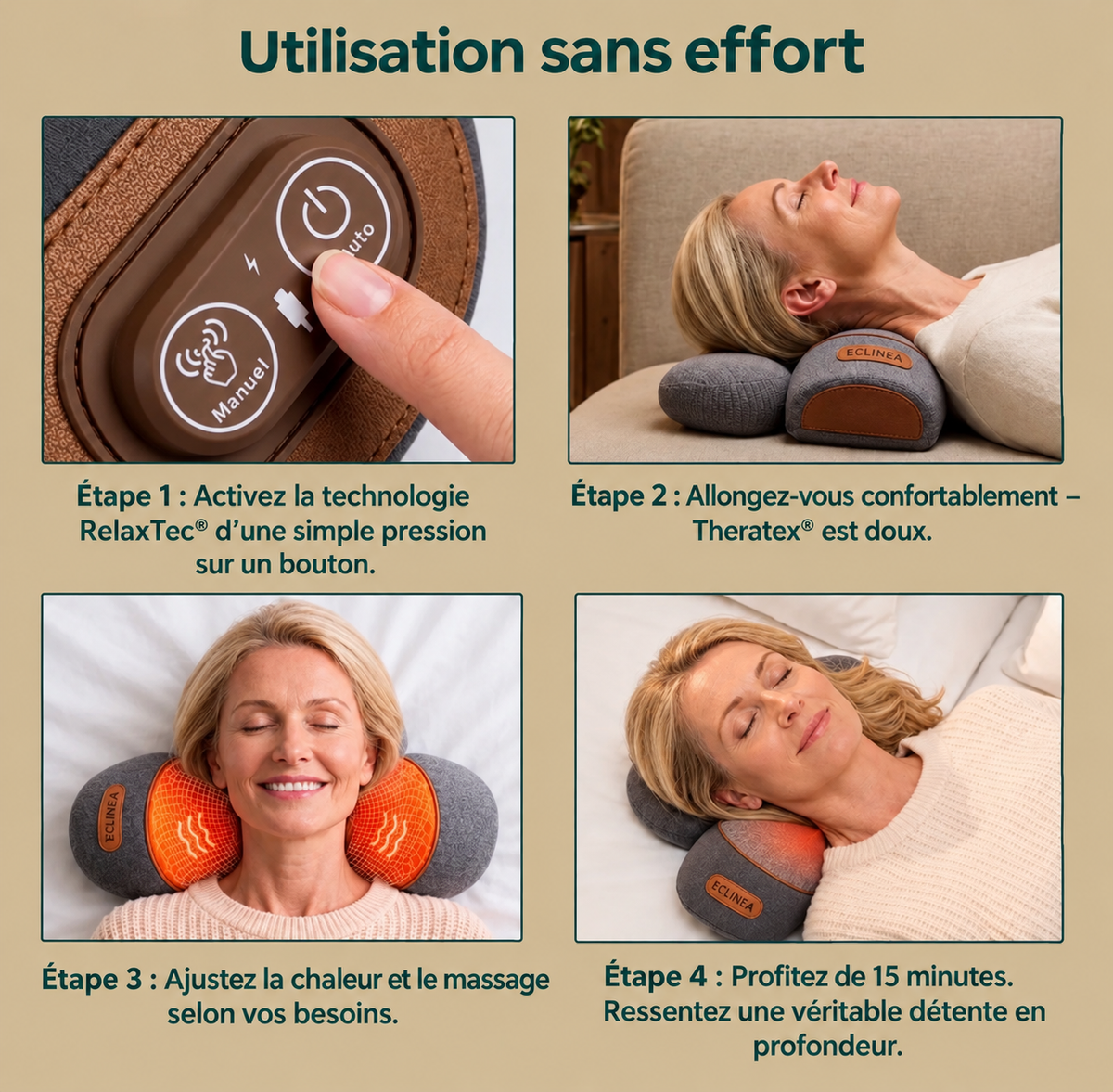 Theratex, masseur cervical 3 en 1 avec chaleur, vibrations et étirement - photo 8