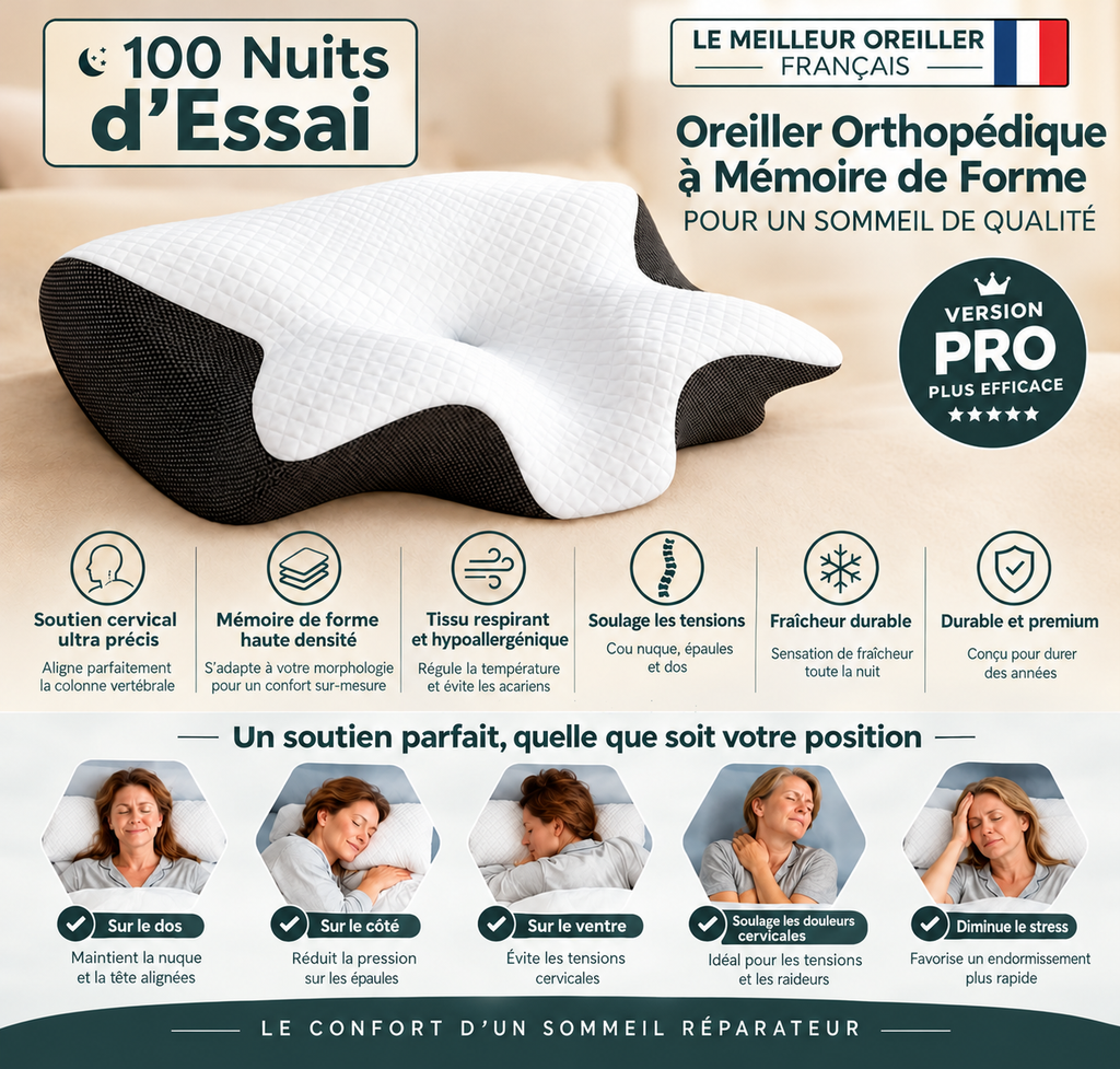 Dreamtex PRO - Oreiller cervical ergonomique
